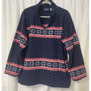 Vintage Bugle Boy Snow Fleece Mens Multicolor Ski Hiking Sports 90s 1/4 zip L